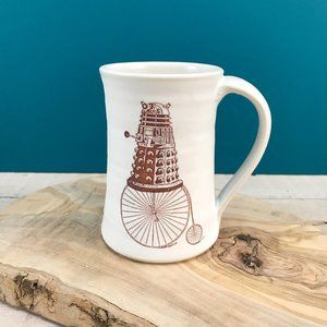 STUDIO POTTERY Steampunk Art Coffee Mug 12 Oz Vintage Bicycle Robot Unique